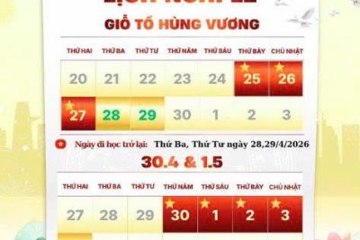 Trường Tiểu học Mỹ Tiến  THÔNG BÁO LỊCH NGHỈ LỄ GIỖ TỔ HÙNG VƯƠNG & 30/4 – 1/5